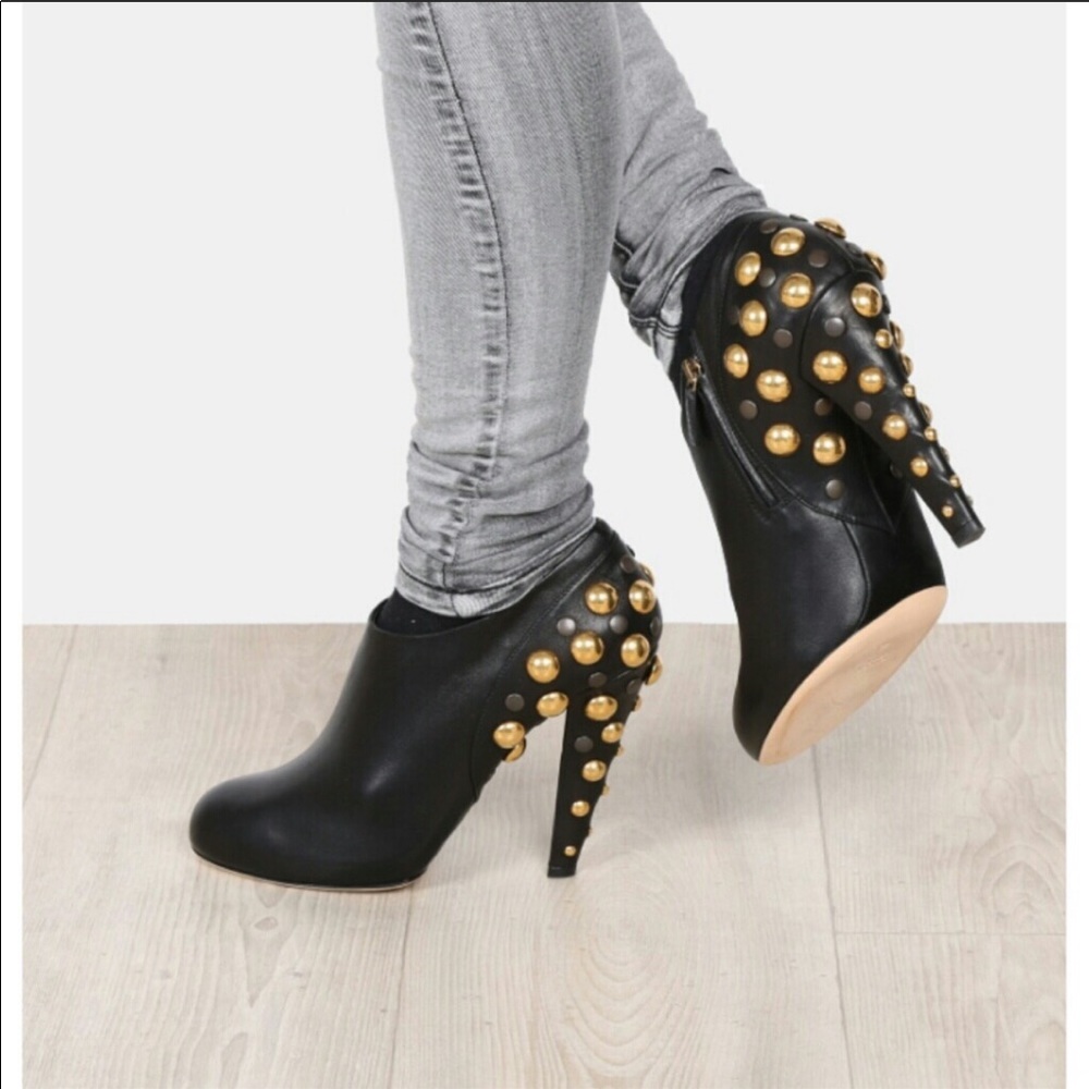 Gucci Babouska Black Leather Studded Booties
